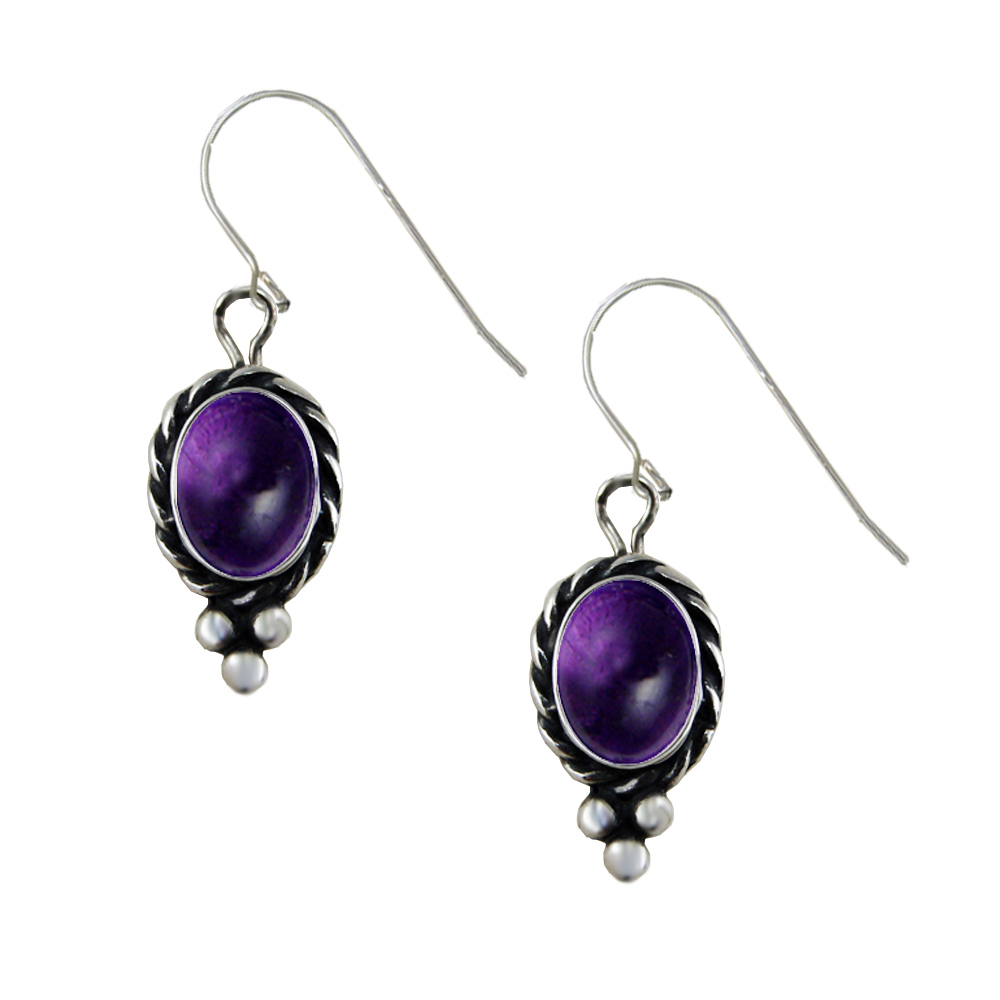 Sterling Silver Little Amethyst Gemstone Drop Dangle Earrings